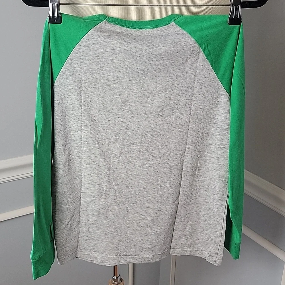 GAP **3 for $20 item** Boy's Green Gray‎ Baseball Crewneck Long Sleeve T-Shirt M